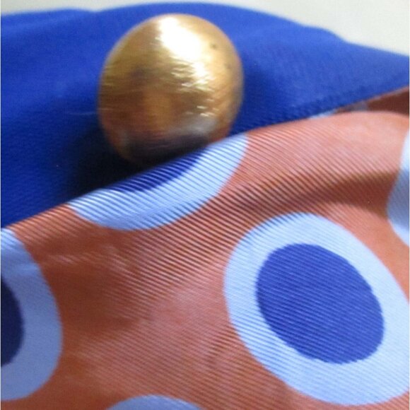 Vintage 1970s Womens Hippy Vest Medium Dotted Blue Brass Buttons Groovy Mom - Picture 5 of 5